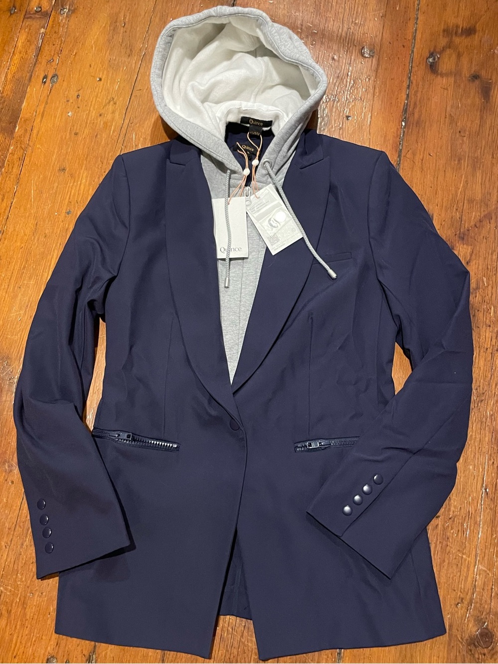 Quince Scuba Single Breasted Convertible Blazer (S) w/ Hoodie Insert (XS/S/M)